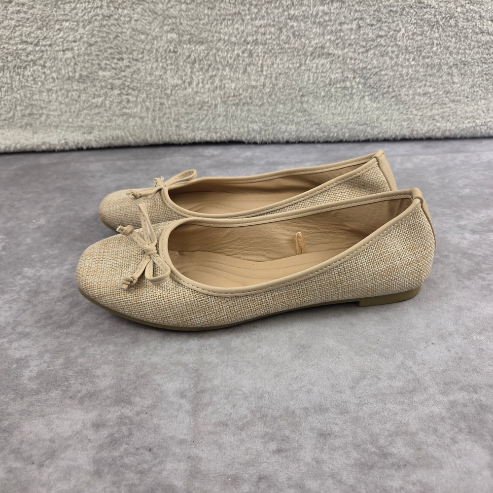 Free Reign Womens Ballet Flats Beige Woven Bow Slip On Shoes Size 8W FR-REFORM-S